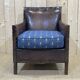 Club armchair art deco era leather and fabric cushion