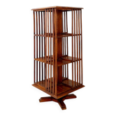 Rotating library on three levels with a central cruciform base.