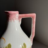 Mini vase with stylised flowers in green and yellow roses, H15.5.