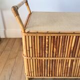 Bench-chest in rattan and bamboo 60s