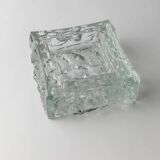 Large Vintage Murano Glass Ashtray - Transparent Glass with Ice Texture, Italian 1970s Design