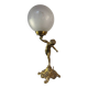 Antique lamp, gilded bronze, cherub, engraved glass globe, Mathieu lighting.