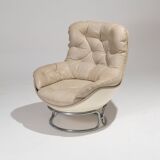 MICHEL CADESTIN KARATE LEATHER ARMCHAIR, 1970s