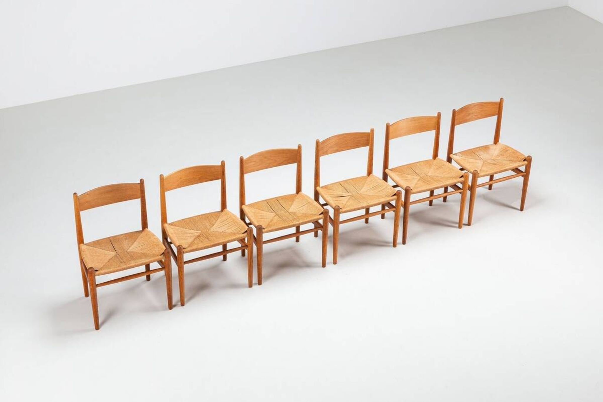 Hans Wegner model CH36 dining chairs in oak Carl Hansen & Son Denmark 1970