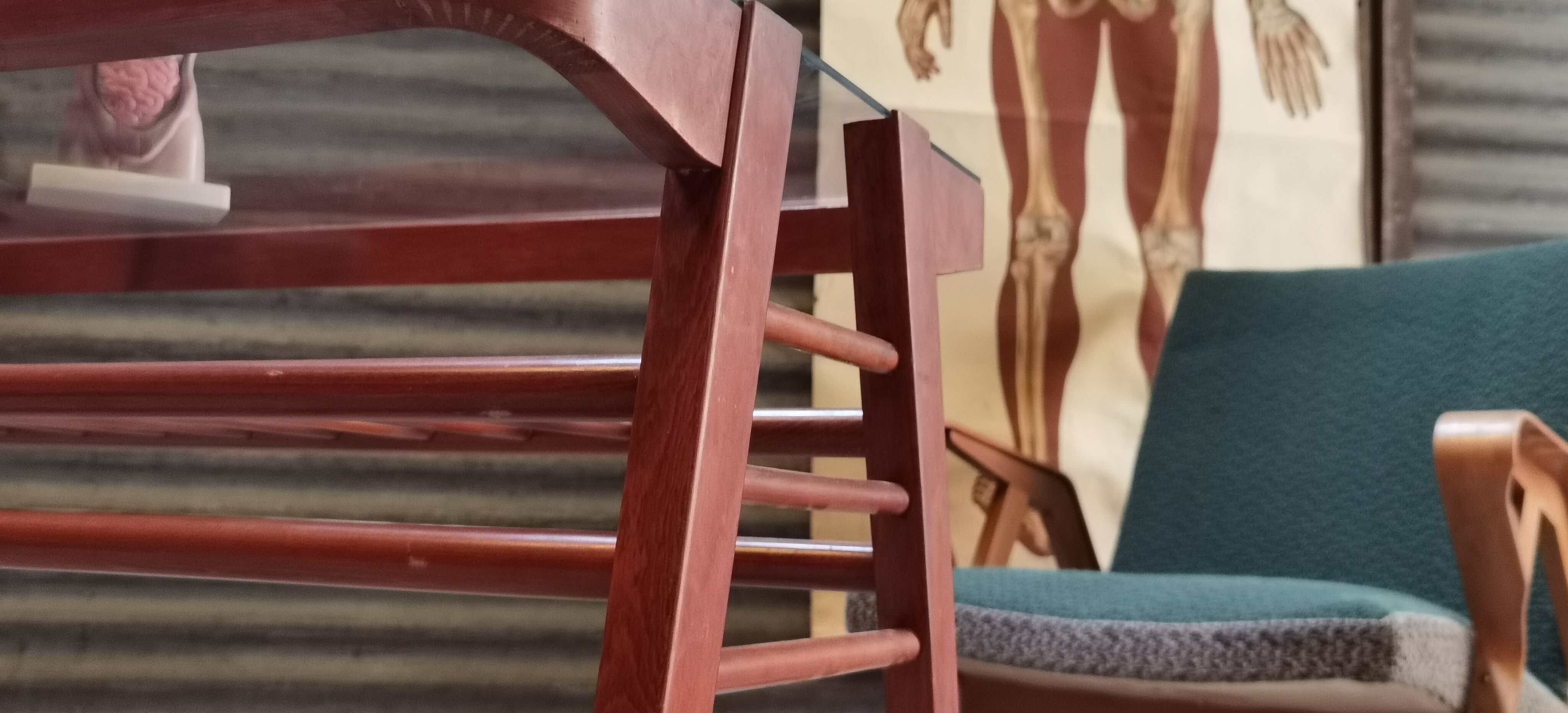 Side table or wood and glass console by Frantisek Jirak 1960