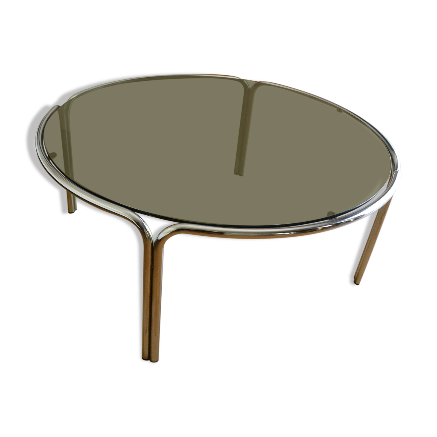 Coffee table 70s smoked glass metal