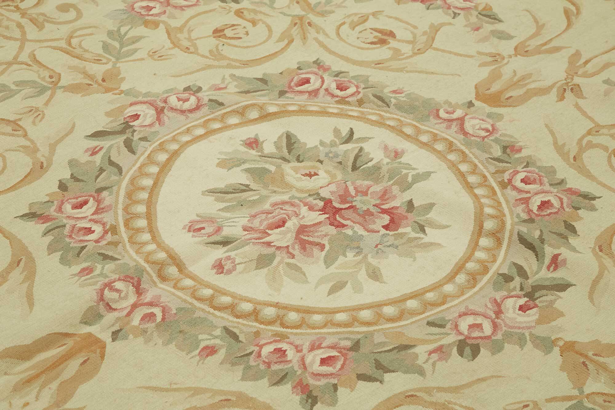 Handmade European Vintage Aubusson Kilim 307 cm x 429 cm