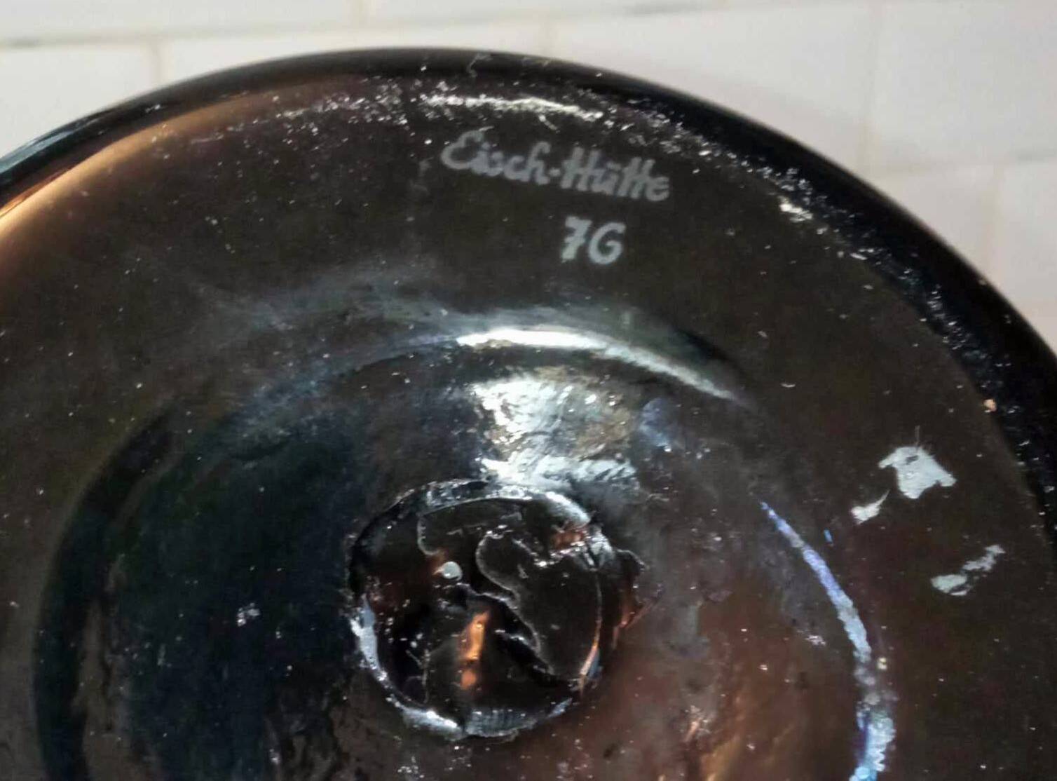 Erwin Eisch Hutte Vase Vintage Black Iridescent Blue-violet 35cm