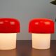 Set of 2 Space Age Orange Meblo Mushroom Table Lamps, Guzzini, 1970s