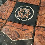 Vintage leather and snakeskin pouf