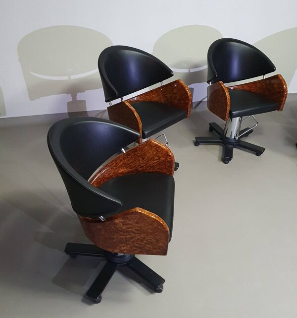 4 chaises de barbier italiennes des années 80, réglables en hauteur