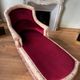 Napoleon III period chaise longue in burgundy velvet with floral decoration -