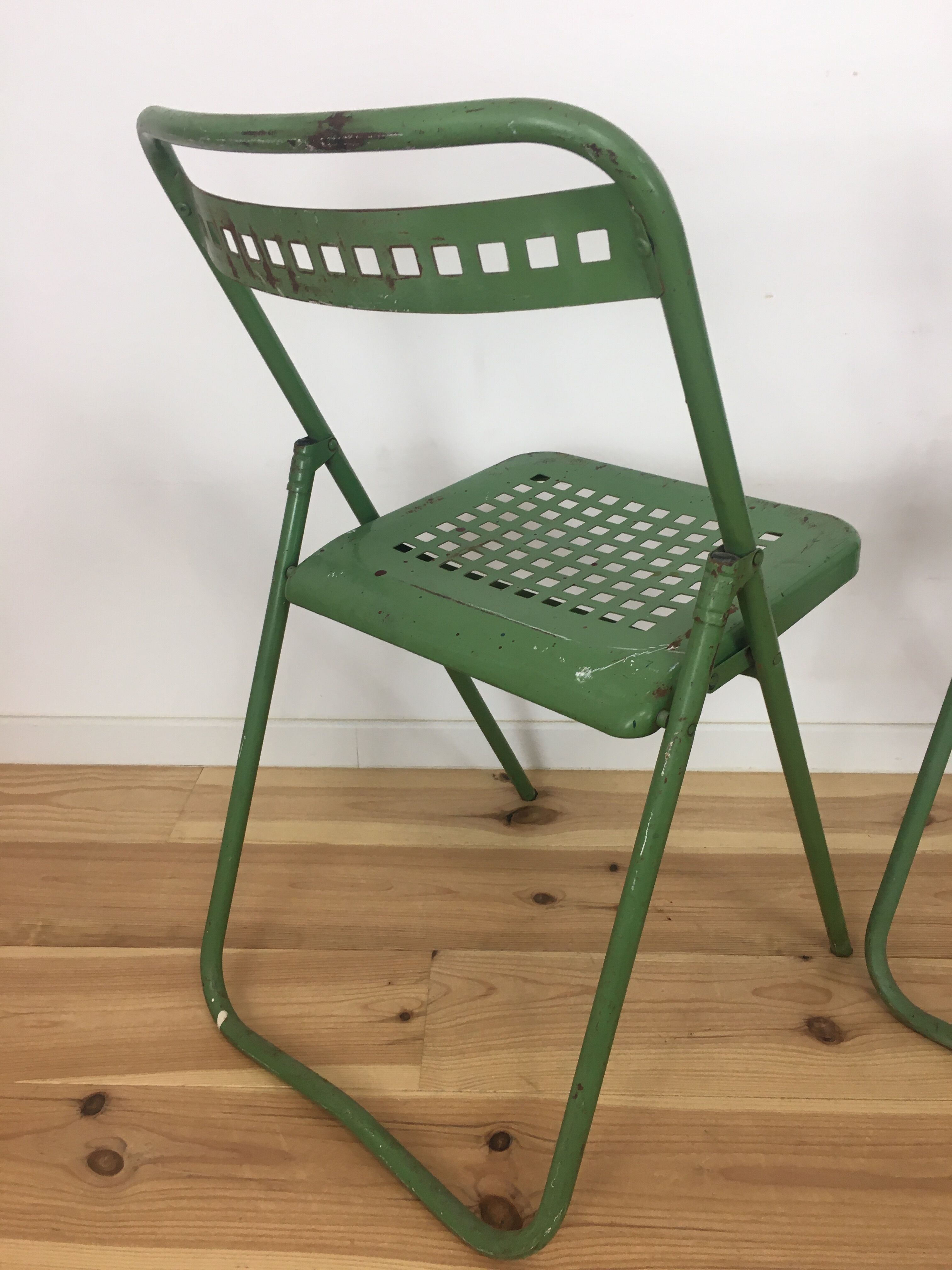 Industrial style metal terrace or garden chairs, folding