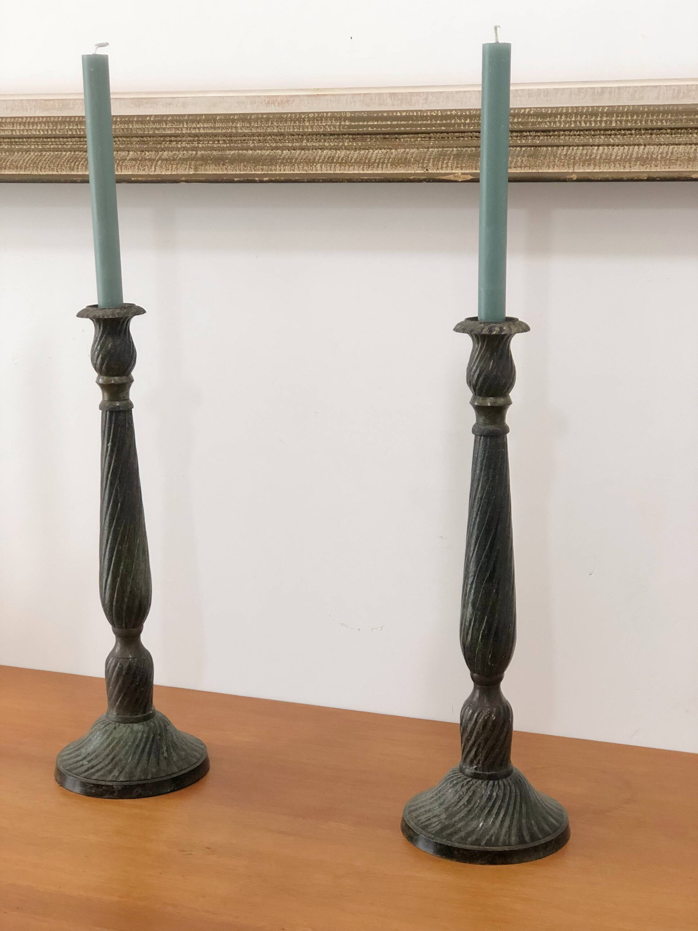 Pair of vintage bronze candlesticks