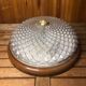 Old molded glass ceiling light + brown & gold metal contour vintage