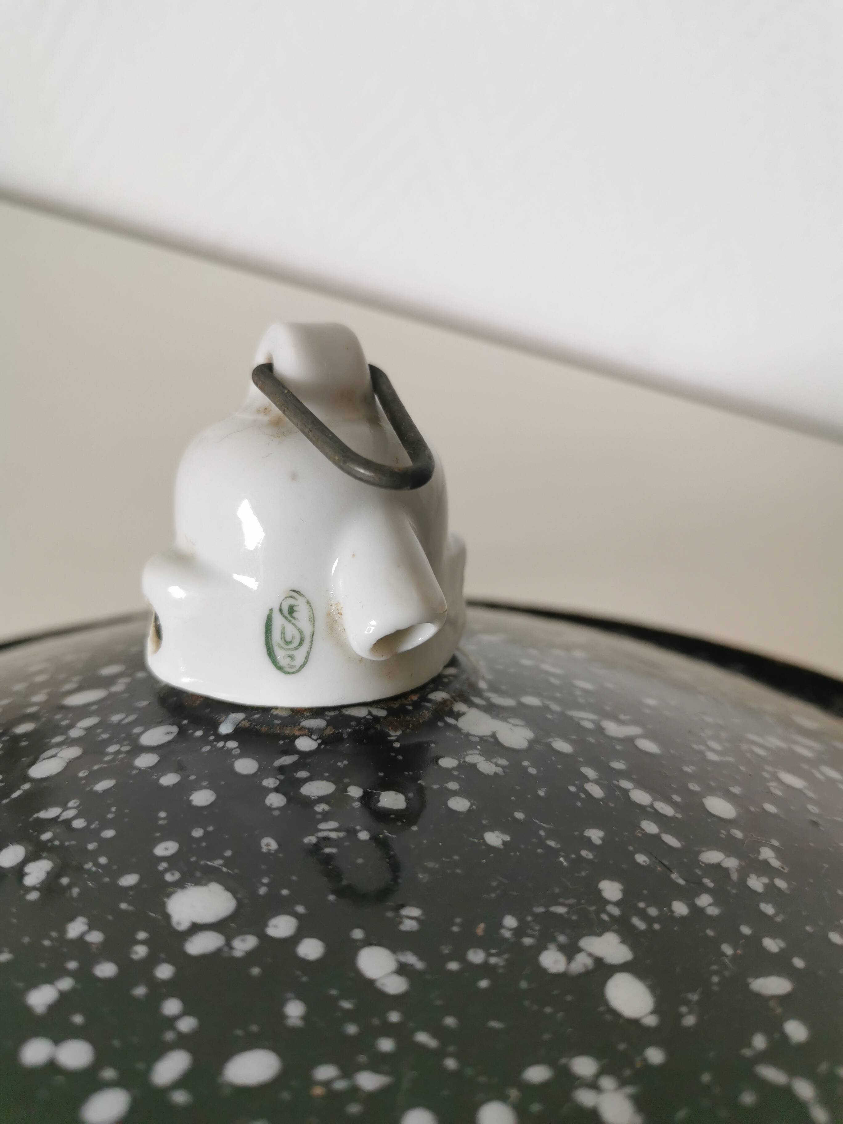 white speckled enamelled metal lampshade