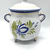 Pot couvert en faïence décor rustique – motif coq – XXe siècle