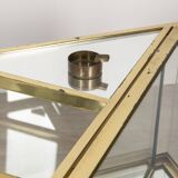 Vintage 60's table in golden brass and crystal italian design