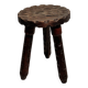 Brutalist sculpted tripod stool in solid wood — 1960s