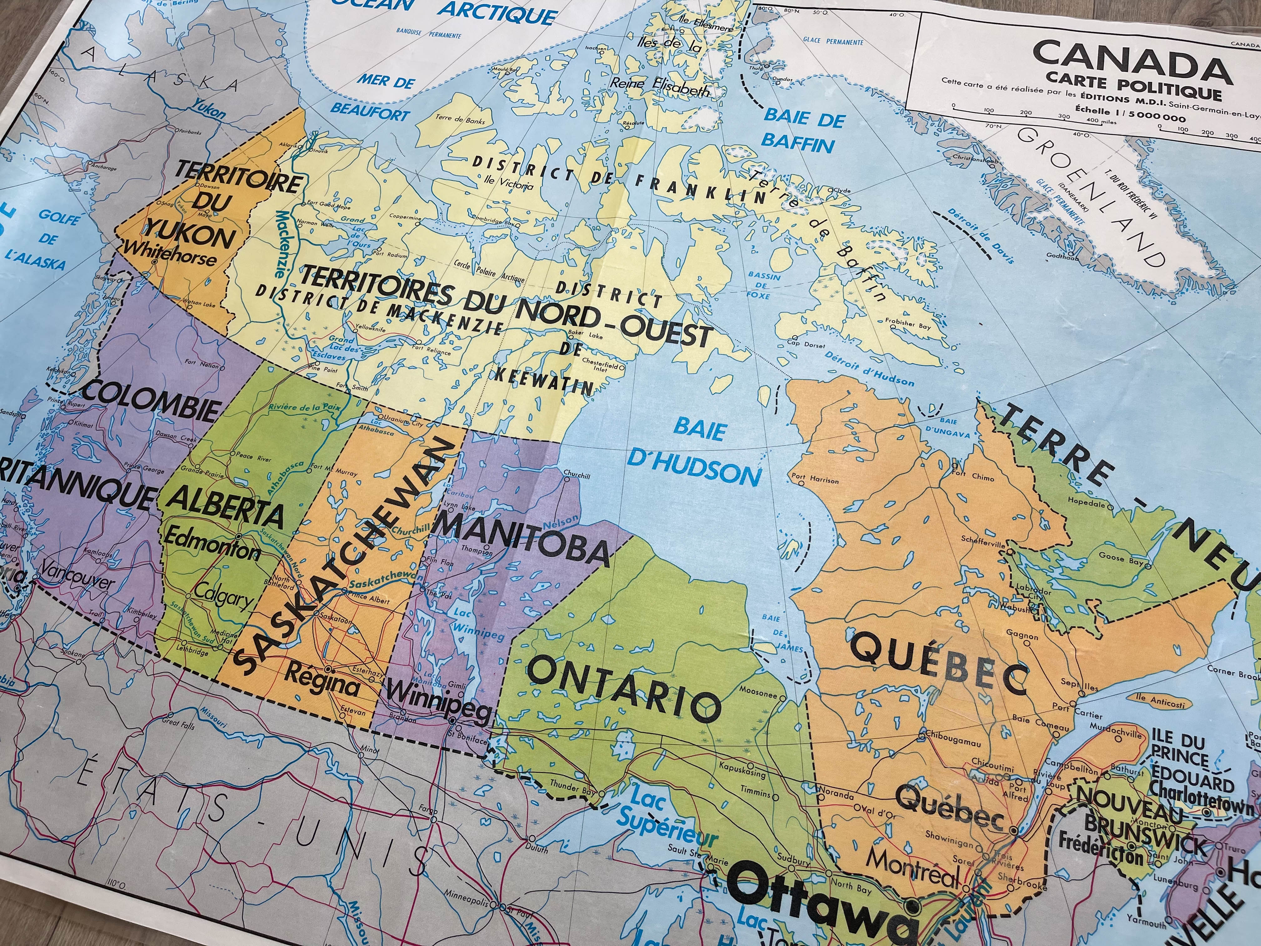 Carte scolaire vintage canada mdi année 1971