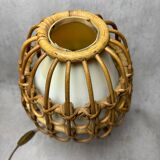 Mid-Century French Rattan and Wicker Table Lamps by Louis Sognot, 1960s,