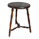 Vintage turned solid wood tripod stool
