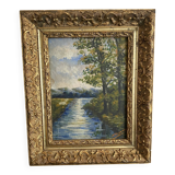 Framed old painting landscape 34X28 cm