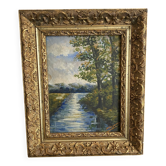 Framed old painting landscape 34X28 cm