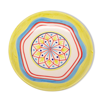 Multicolored deep plate in Italian ceramic