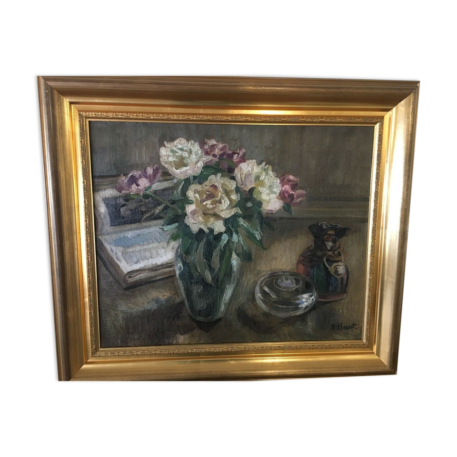 Table in oil bouquet of flowers