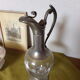 Tin ewer and vintage molded glass