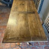Bistro table in wood and enamelled cast iron