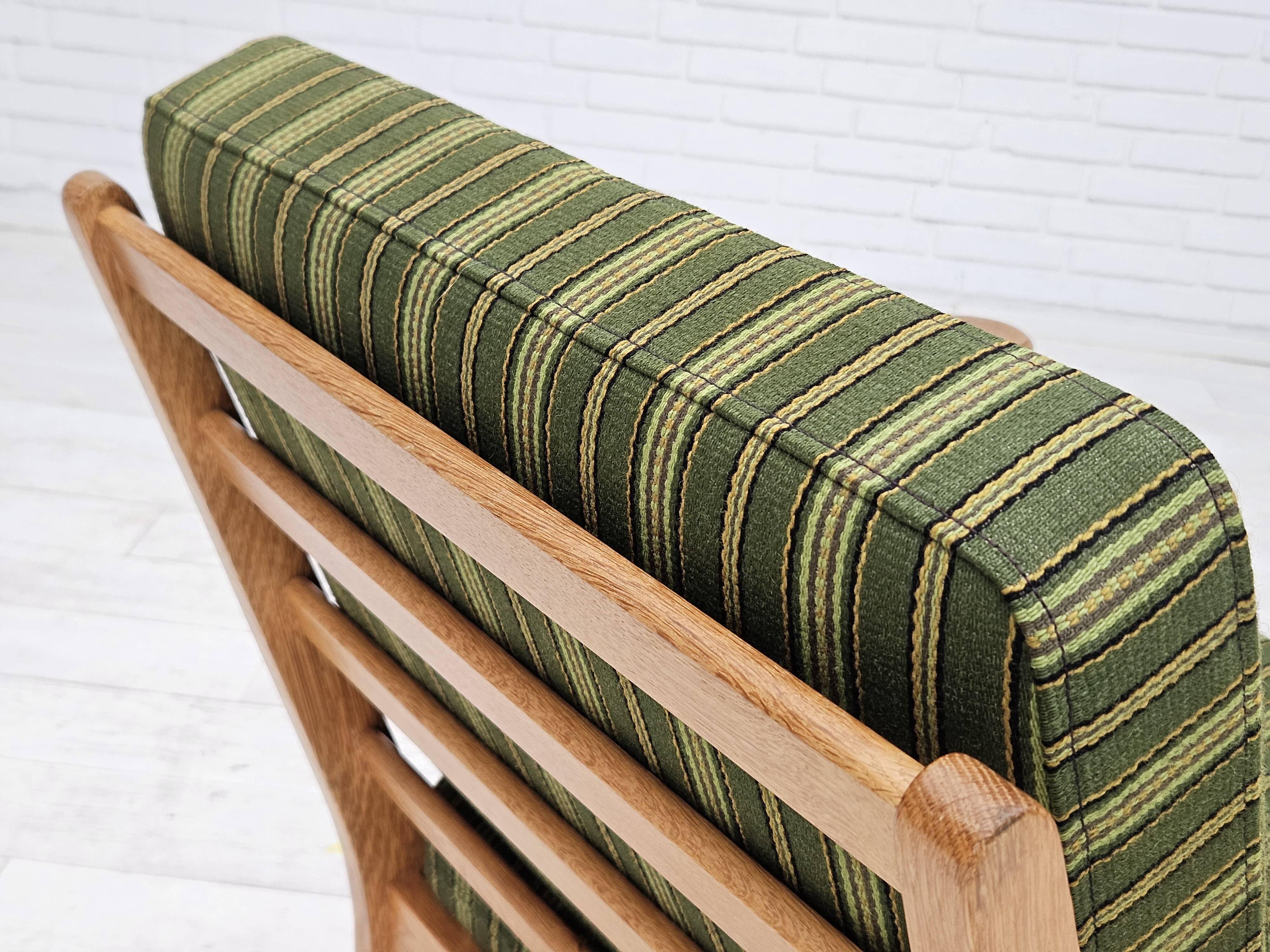 1970s, Danish design, oak wood armchair in furniture wool, original condition.