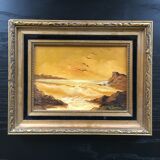Tableau couché de soleil marin