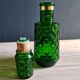 Carafe à whisky vintage en verre vert moulé pointe de diamant