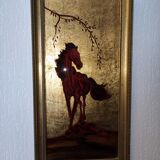 Tableau cheval feuille d'or