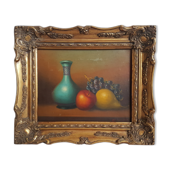 Ancient painting on canvas - still life very beautiful gilded framing