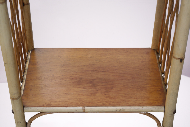 Chevet/table appoint/vintage bambou osier et chêne