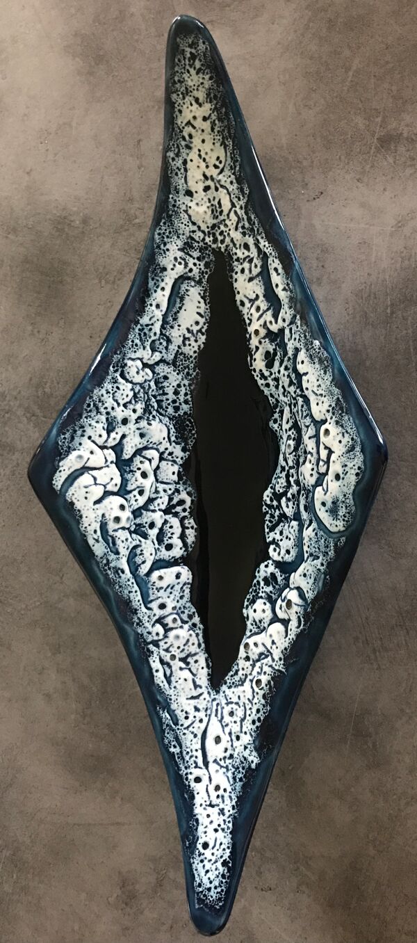 Coupe centre de table en céramique de vallauris fat lava écume de mer 55 cm