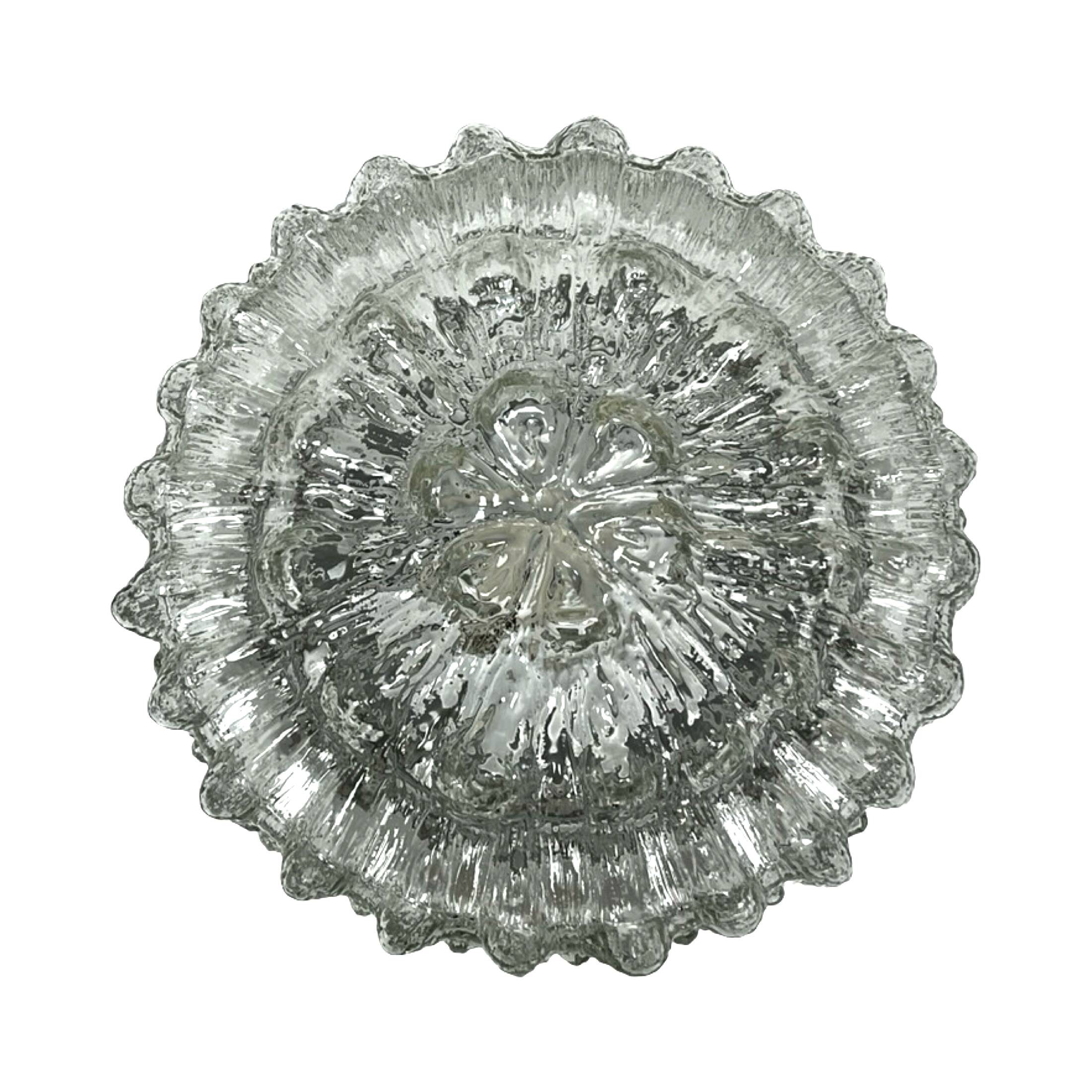 Crystal Ceiling Lamp, Wall Lamp RZB 32310 Floral Motif / Ice Glass, Germany
