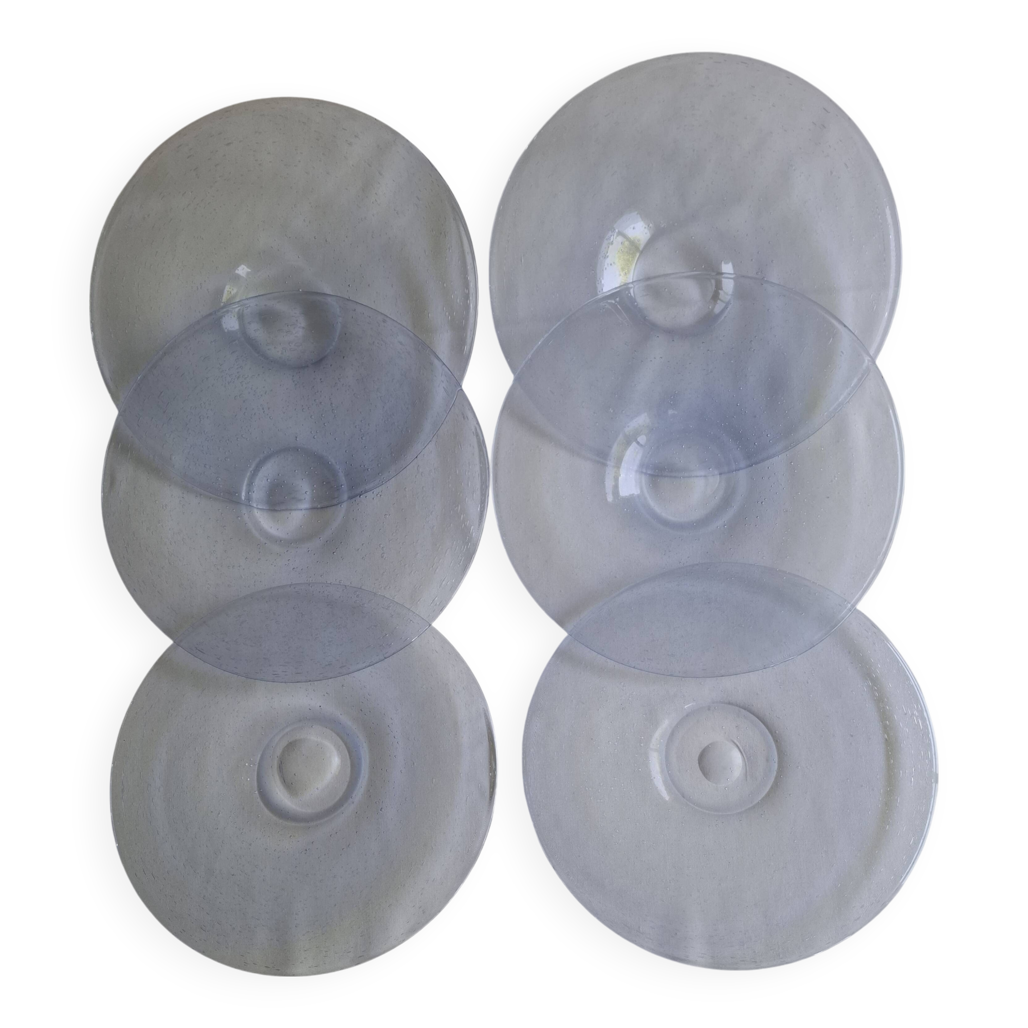 Vintage Biot bubble glass plates/dishes 30 cm