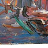 Women carrying burdens on their heads by Louis Koyongonda, 1950