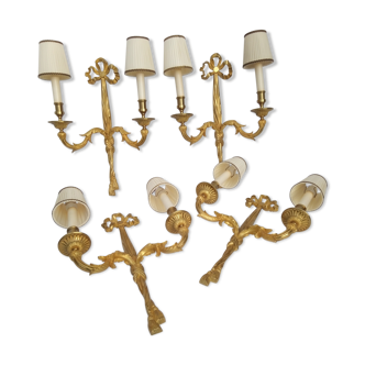 Suite of 4 Louis XVI style gilded sconces