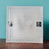 Pair of rectangular wall lights and square low relief glass wall lights. DVE Germany 1970