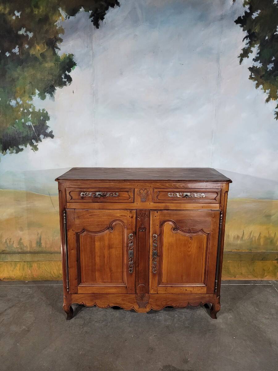 19th-century high buffet in cherry wood