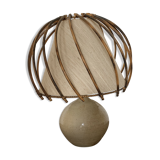 Stoneware lamp - rattan shade