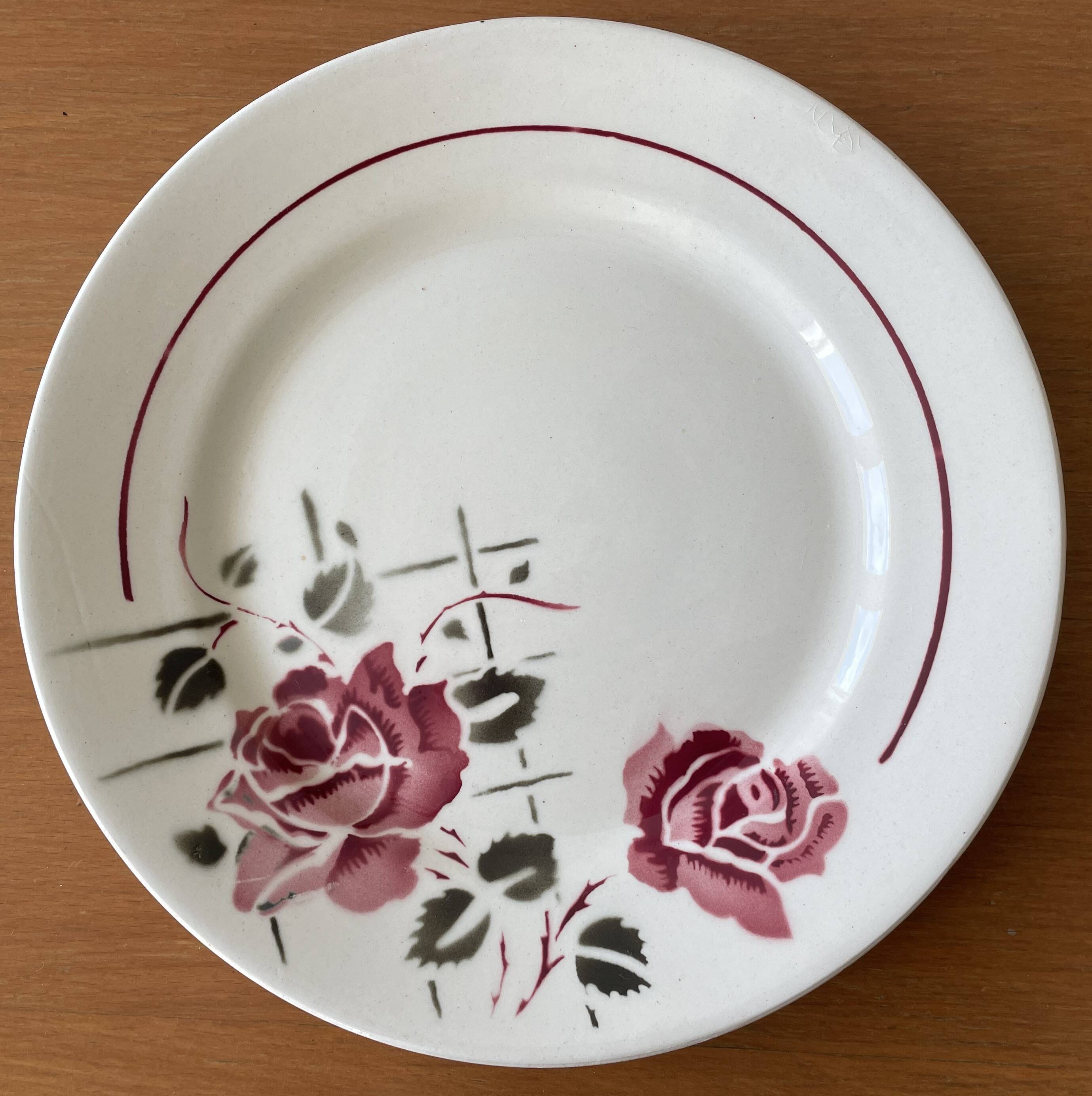 6 antique dessert plates in faience from badonviller