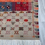 Unique and medium berber kilim, red rug, moroccan kilim, decoration rug