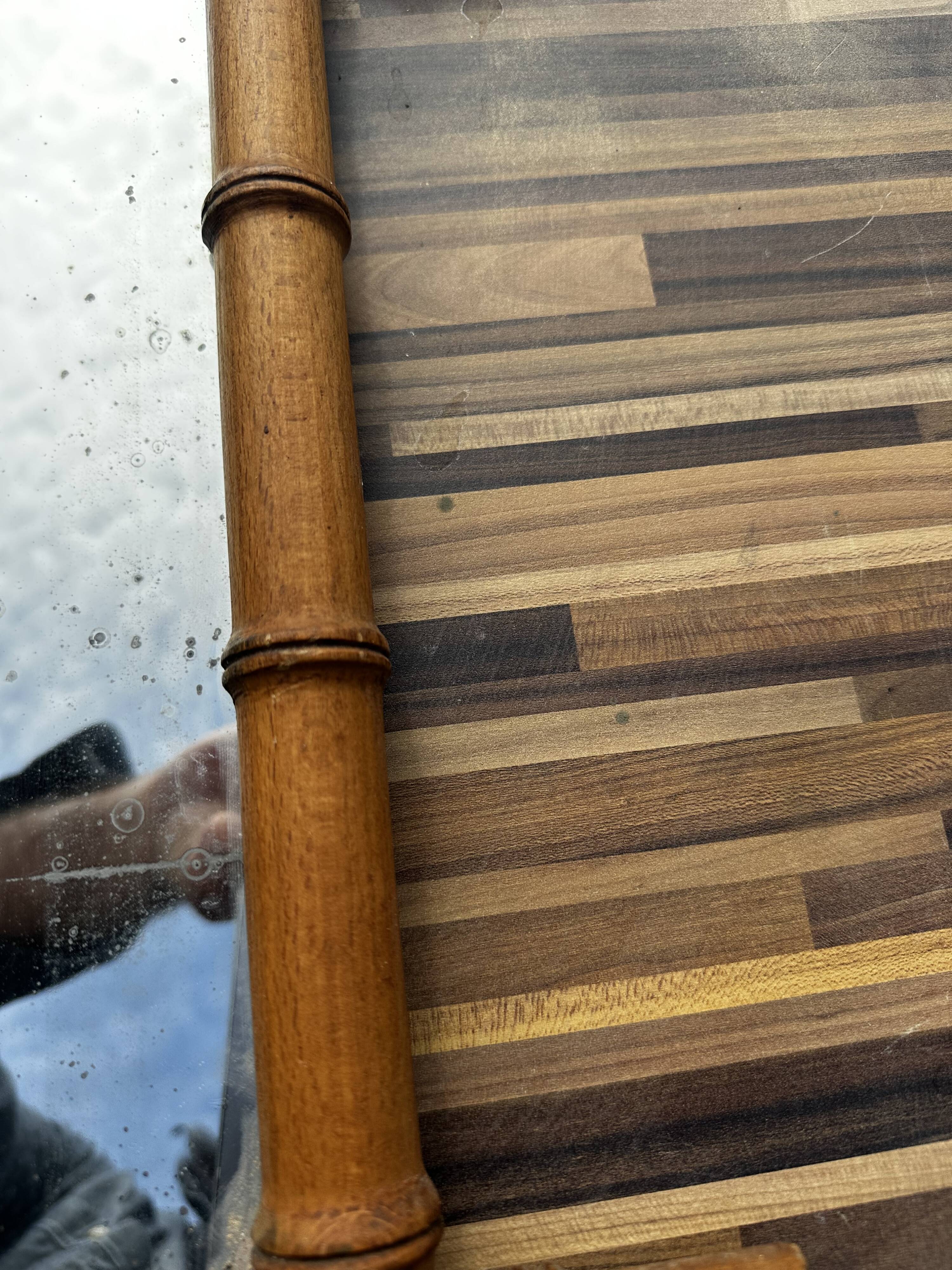 Antique mirror from the 1920s-1930s in bamboo H 49 cm / W 42 cm