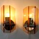 Paire d'appliques veca en verre murano rose italie 1970